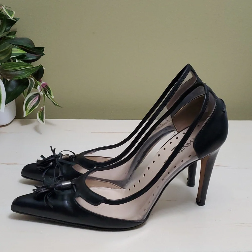 Yves Saint Laurent | Rive Gauche Black Leather Pumps With Tassels Sz 38